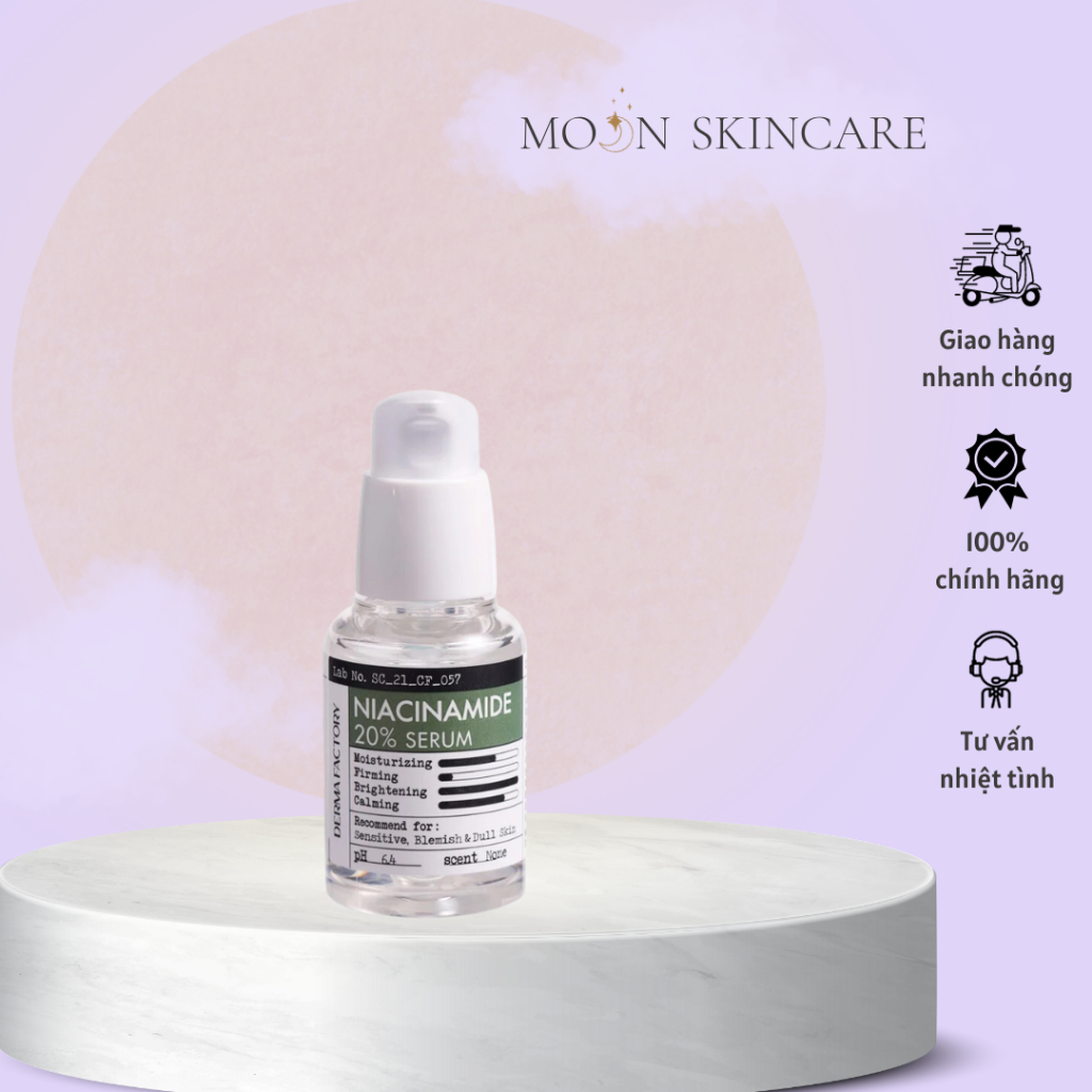 Tinh Chất Dưỡng Trắng Da Mờ Thâm Derma Factory Niacinamide 20% Serum 30ml