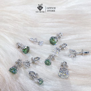 [Giá Bán/ 1 Đôi] Bông Tai Bạc Ý 925, Khuyên Tai Nam Nữ Đá Nụ Đá Tròn Moissanite (Chốt Vặn) Trang Sức Cao Cấp Dâu Silver
