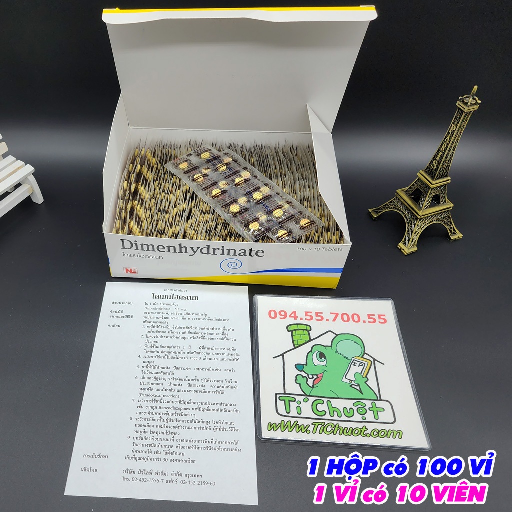 Viên Dimenhydrinate Thần Thánh Giảm Nôn Ói do Say Xe Thái Lan