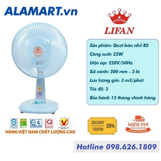 Quạt bàn lifan b-109 nhỏ mát dịu êm phòng ngủ dễ chịu cho bé
