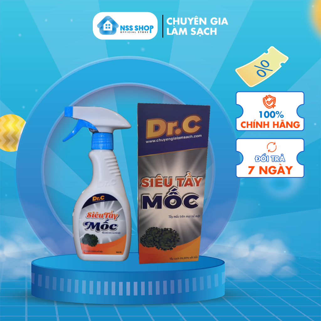 Siêu tẩy mốc Dr.C tẩy mốc gioăng cao su máy giặt, giúp quần áo trắng, không bào mòn, xịt là sạch chai 300ml - STM01