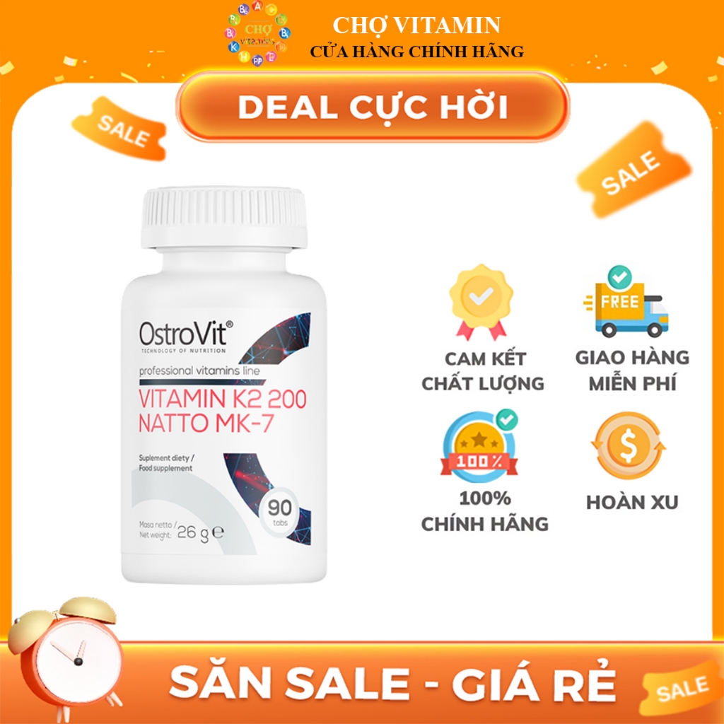 Viên Uống Cải Thiện Xương Khớp Sức Khoẻ Tim Mạch Ostrovit Vitamin K2 200 NATTO MK-7 (90 viên)