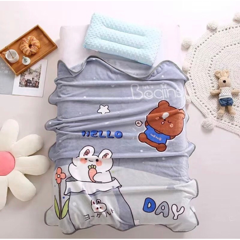 Chăn lông cho các bé ngủ, chăn tuyết văn phòng vải nhung chất tuyết nỉ nhung - Kích thước 1m x 1m4
