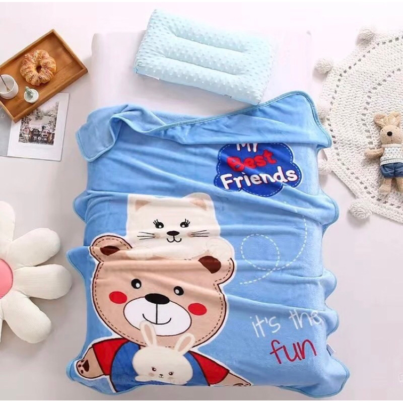 Chăn lông cho các bé ngủ, chăn tuyết văn phòng vải nhung chất tuyết nỉ nhung - Kích thước 1m x 1m4