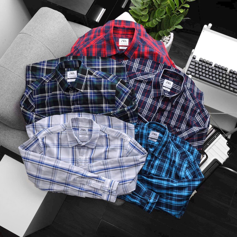 Áo sơ mi nam dài tay kẻ caro cotton túi ngực ASMCT24