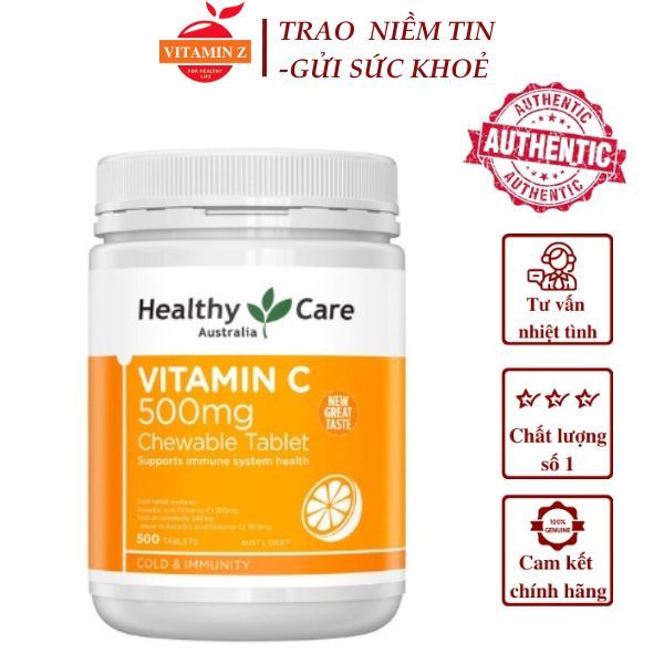 Viên uống bổ sung vitamin C Healthy Care Vitamin C 500mg 500 viên