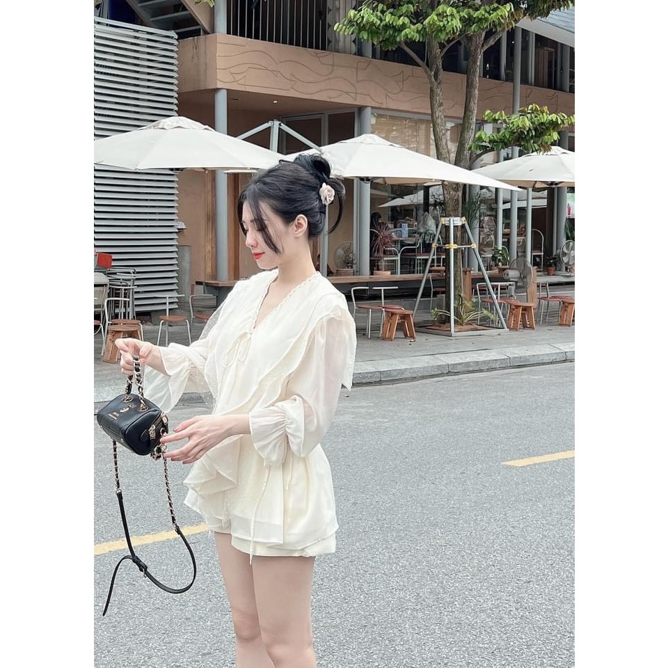 Áo Tơ Đũi Bèo Tiểu Thư Cực Xinh Freesize