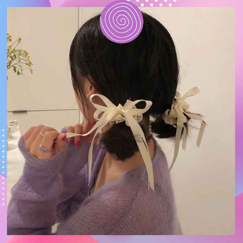 [CT05] Dây cột tóc scrunchies kiểu nơ dễ thương