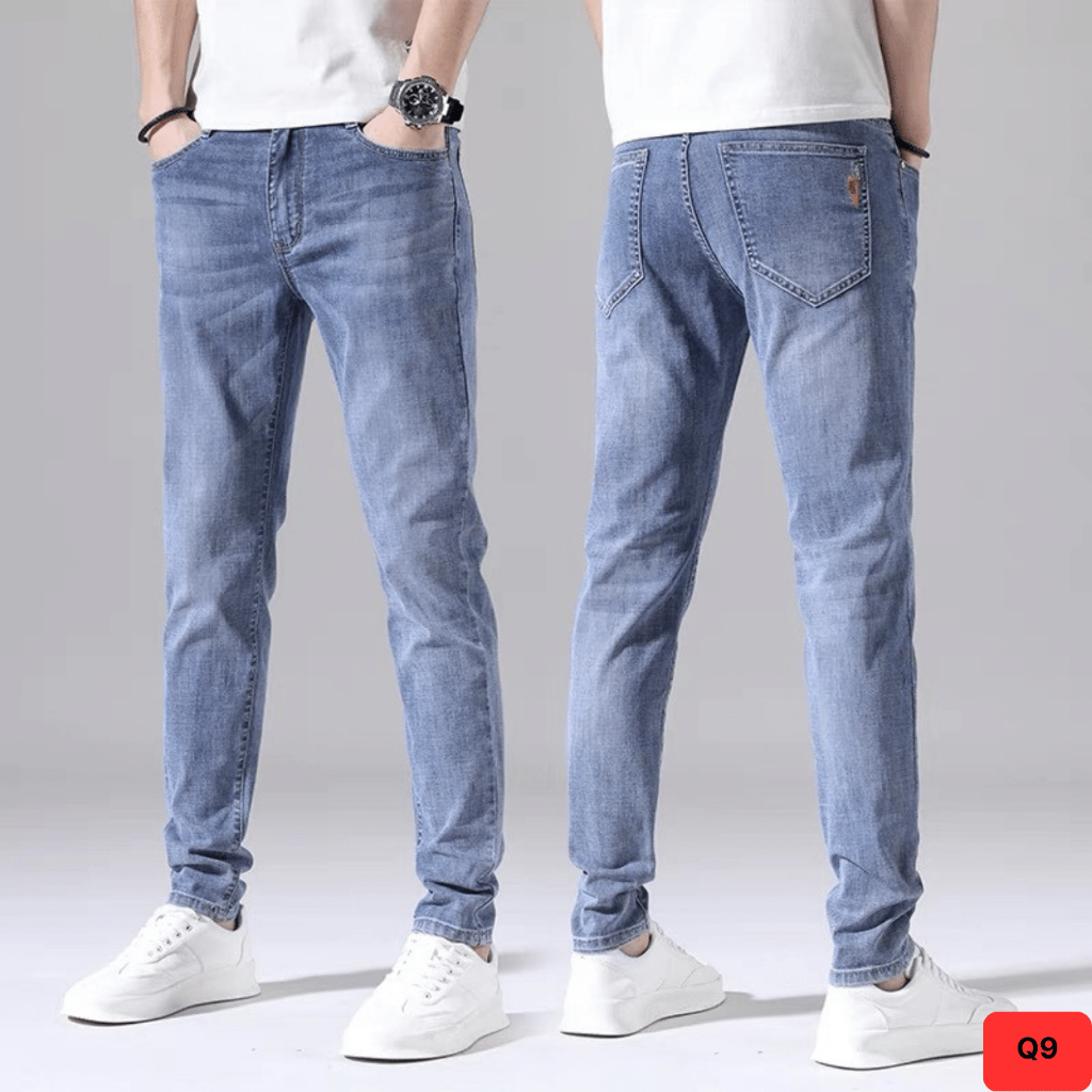 Quần Jean Nam rách gối Đen Trơn, Quần Bò Nam Rách Gối Chất Vải Co Dãn Ptz.sg68  QJ05