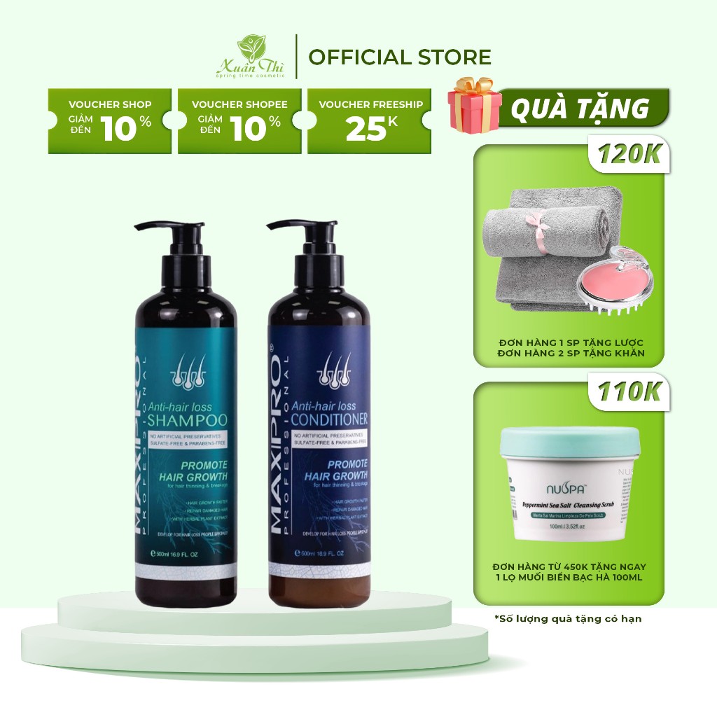 Cặp dầu gội xả ngăn ngừa rụng tóc và phục hồi hư tổn MAXIPRO Mỹ phẩm Xuân Thì 500ml