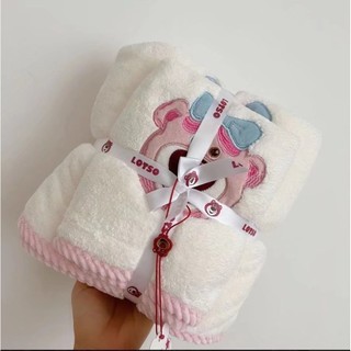 Sét 2 chiếc khăn tắm + khăn mặt gấu hồng LOSTO