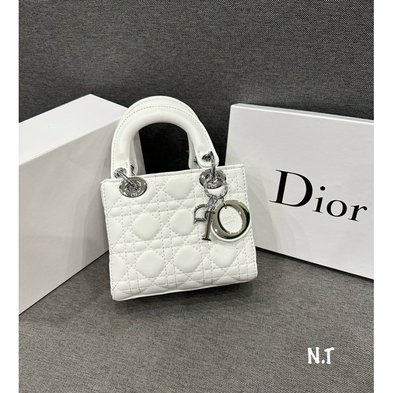 Túi xách da nhám sz 17cm siêu cấp khoá bạc Đì o lây đi kèm quai đeo chéo full box