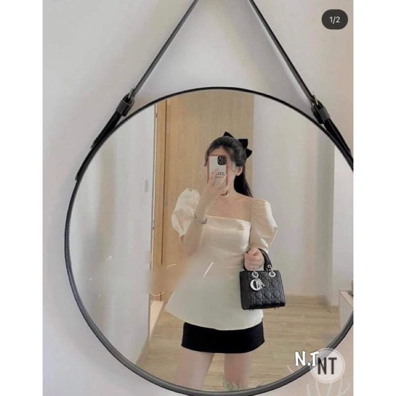 Túi xách da nhám sz 17cm siêu cấp khoá bạc Đì o lây đi kèm quai đeo chéo full box