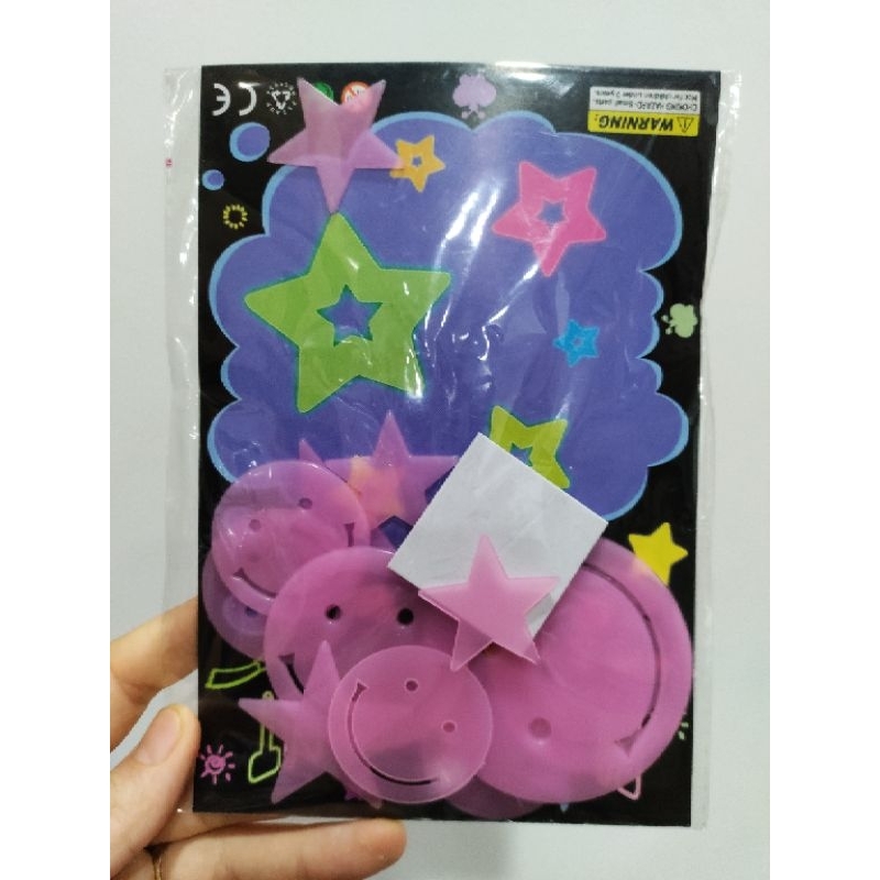 Set Ngôi Sao Dạ Quang , Hình Trái Tim Dạ Quang ,  Mặt Cười , Cây Nấm , Ông Trăng Dạ Quang Trang Trí Phòng Ngủ