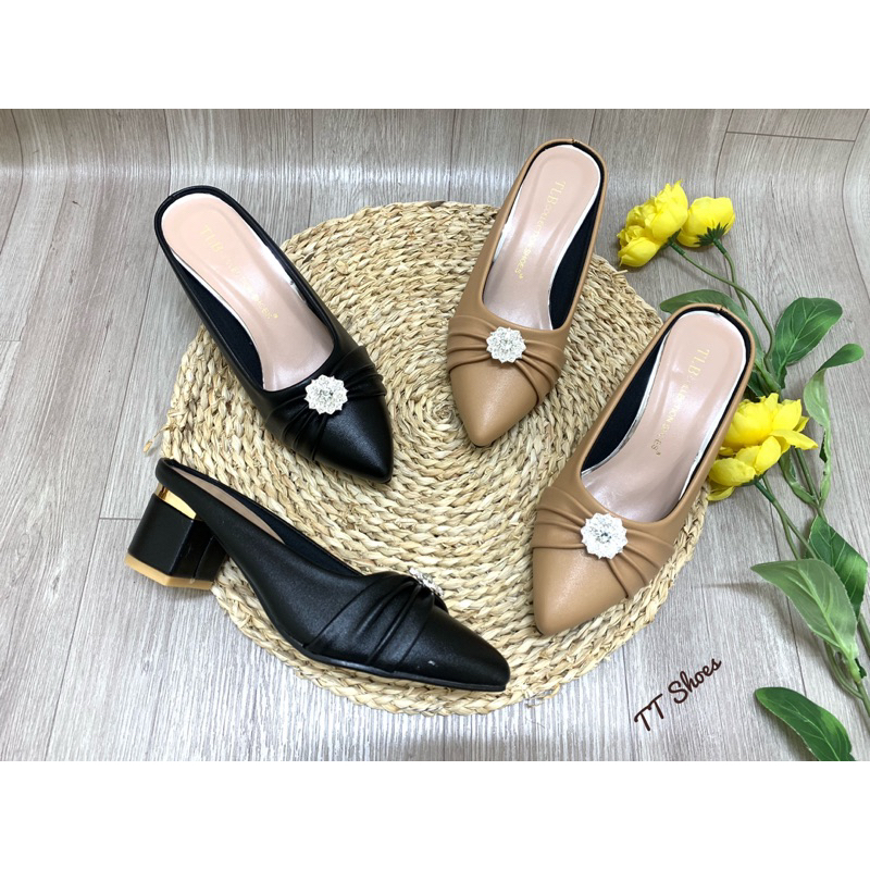 Giày sục nữ bigsize cao gót 5cm khoá êm chân thời trang  TT Shoes 5bao11