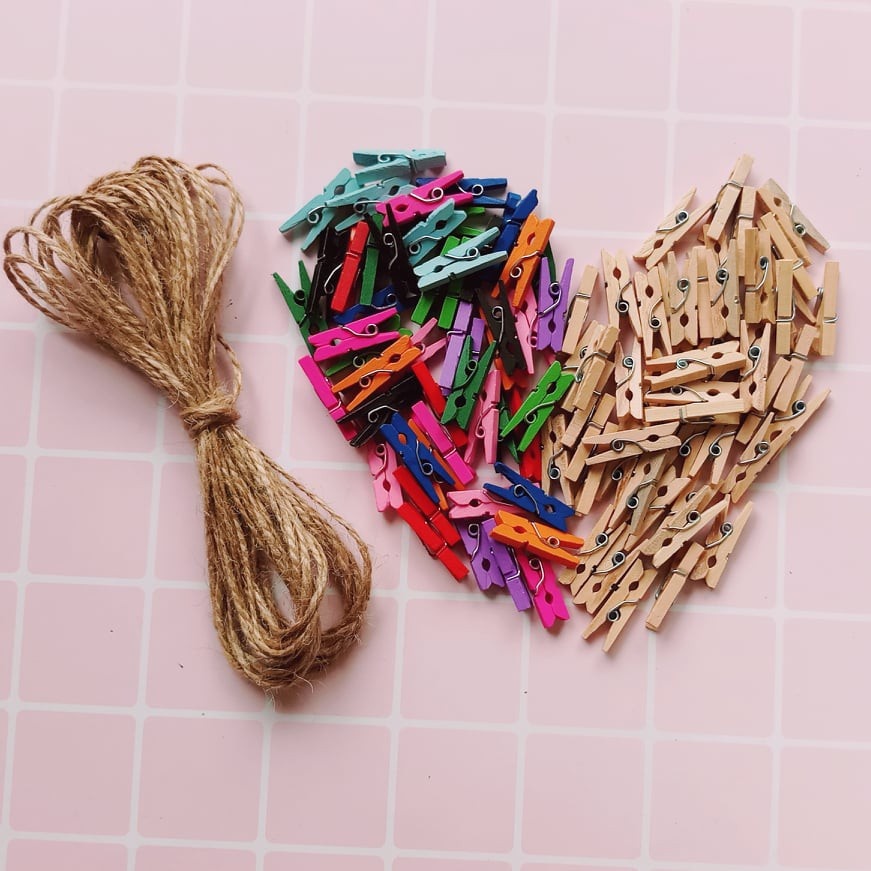 set 50 kẹp gỗ treo ảnh size 3.5cm