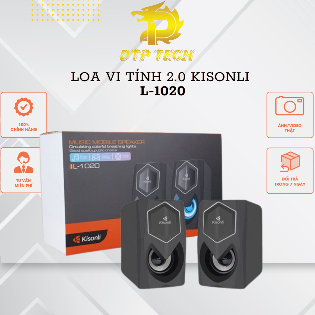 Loa máy tính 2.0 KISONLI L-1020 âm bass chất hàng chính hãng bảo nhành 12 tháng