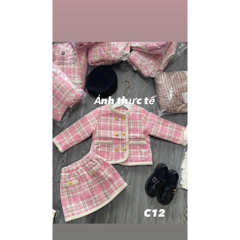 Set dạ hồng nude tôn da cho bé yêu diện ngày lễ tết sự kiện siêu xinh