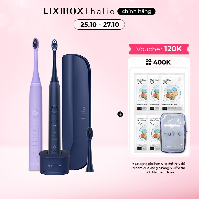 Combo Bàn Chải Điện Halio Sonic Whitening Electric (Periwinkle & Midnight)