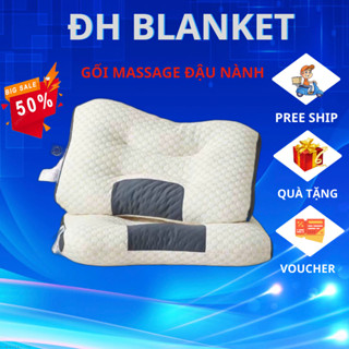 Gối massage đậu nành, ruột gối bông chất liệu cotton Gối Spa Chống Đau Mỏi Vai Gáy Mẫu Mới 2023