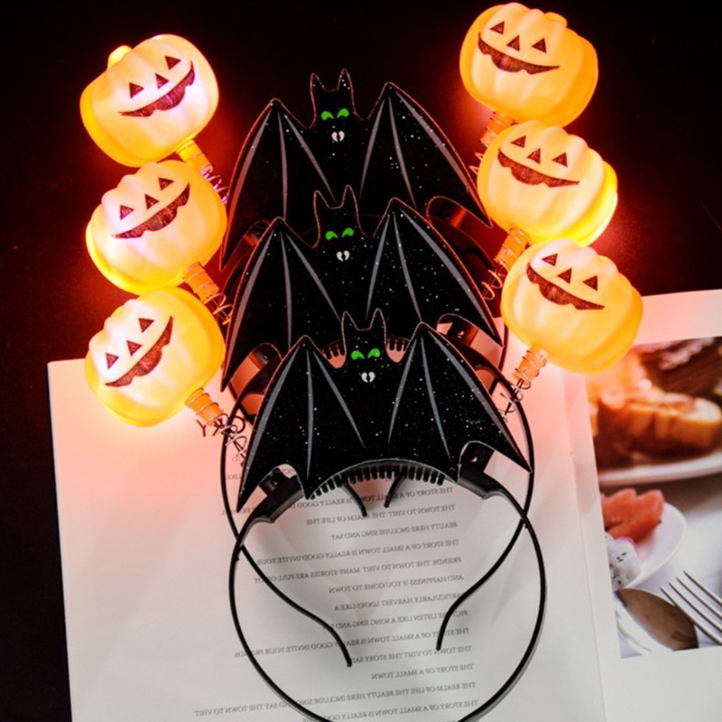 Băng đô cài tóc hình đầu lâu / bí ngô có đèn phát sáng cho lễ hội halloween
