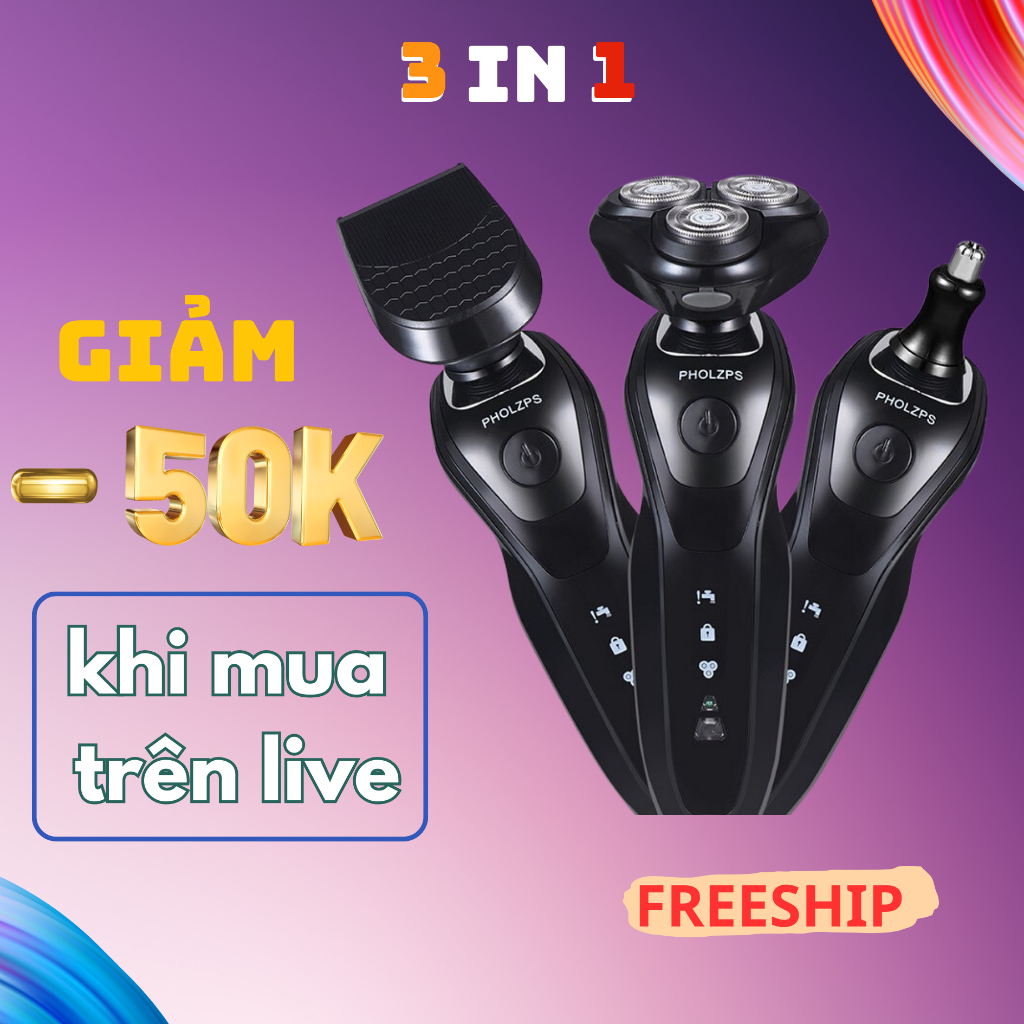 Máy cạo râu đa năng 3 lưỡi kép 1588 , may cao rau cạo sát, êm, sạc pin nhanh, 3 chức năng