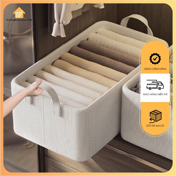 Hộp vải đựng quần áo có khung cố định thiết kế gấp gọn tiện lợi giúp tiết kiệm không gian nhà vải Cation