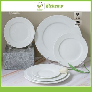 Đĩa sứ trắng tròn nông lòng tròn đủ cỡ hàng cao cấp