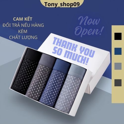 Hộp 4 Sịp Đùi Nam Thông Hơi Cao Cấp, Chất Liệu Mềm Mịn Siêu Thoáng Khí