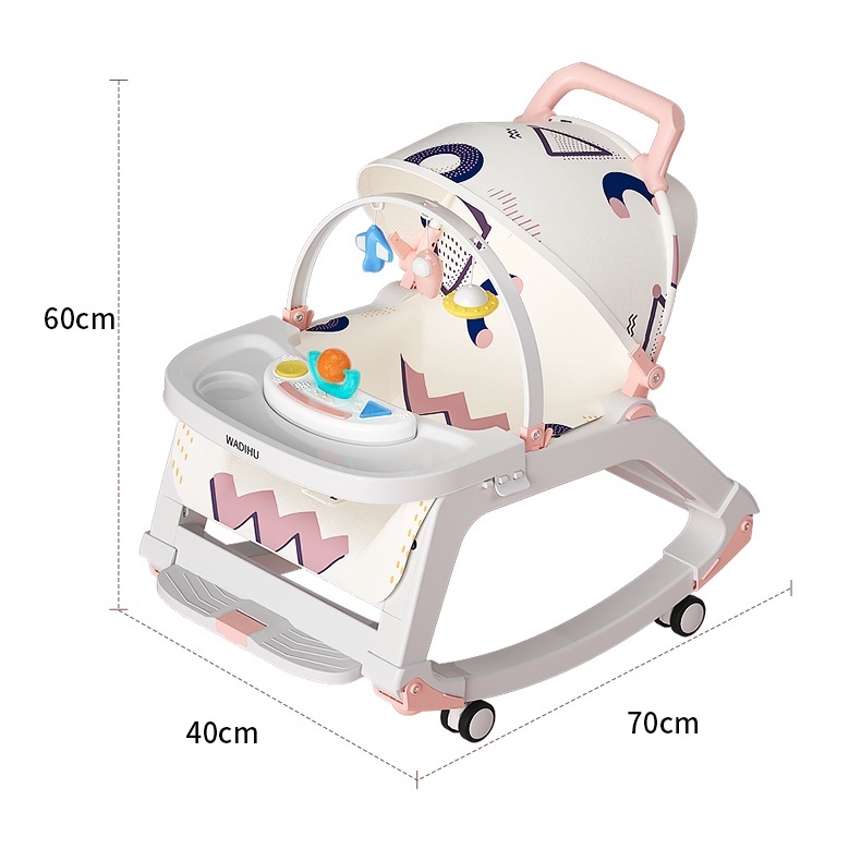 Nôi Rung, Ghế rung nhún bập bênh kiêm ghế ăn dặm cho bé có bánh xe và đồ chơi TD