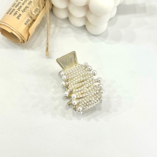 Kẹp tóc cá mập kim loại đính hạt sang trọng Modleaf Pearl circle pin Hàn Quốc