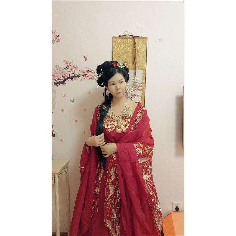 Trang phục hán phục cổ trang đỏ hỷ phục tân nương full thêu có sẵn