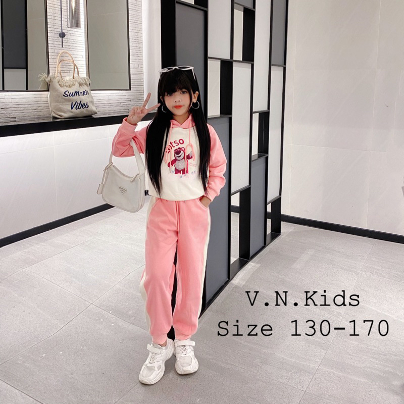 Bộ nỉ Gấu lotso xinh xuất sắc cho Bé 17kg-41kg