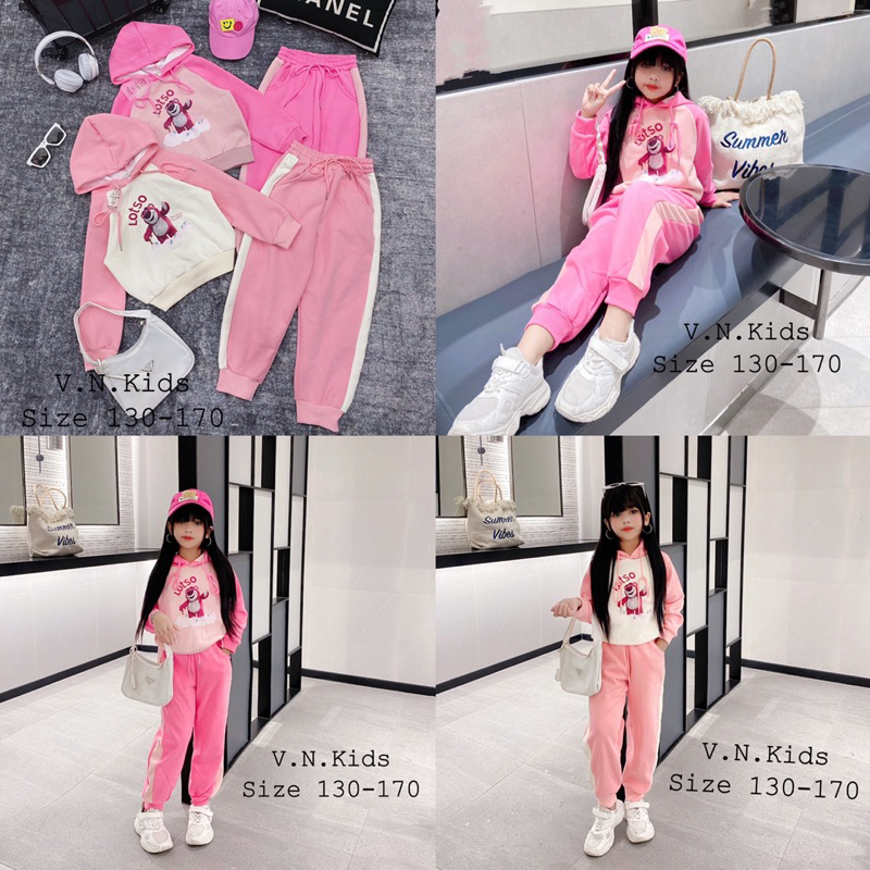 Bộ nỉ Gấu lotso xinh xuất sắc cho Bé 17kg-41kg