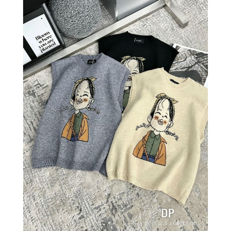 Áo len gile hoạt hình hàng QC