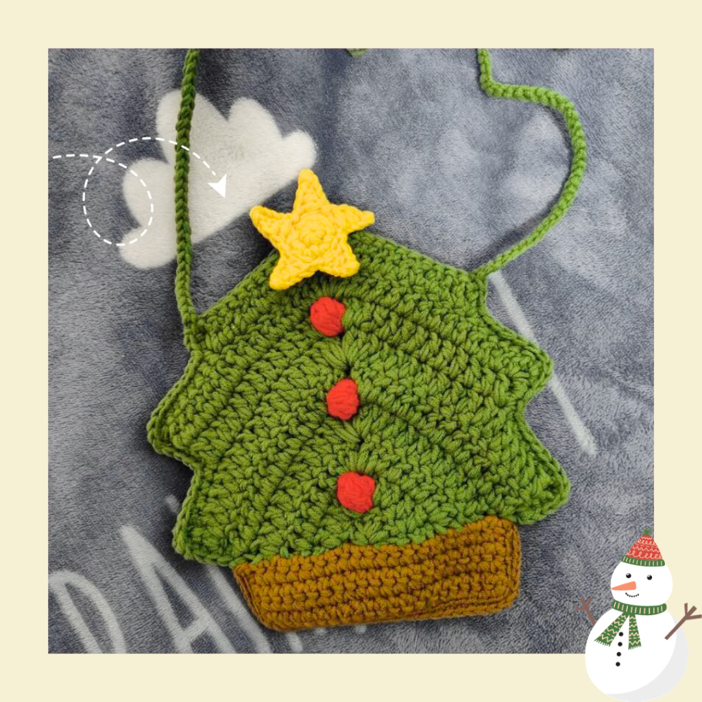 Túi Cây Thông Noel Len Giáng Sinh Handmade Đeo Chéo Làm Quà Tặng - UrPuddin'