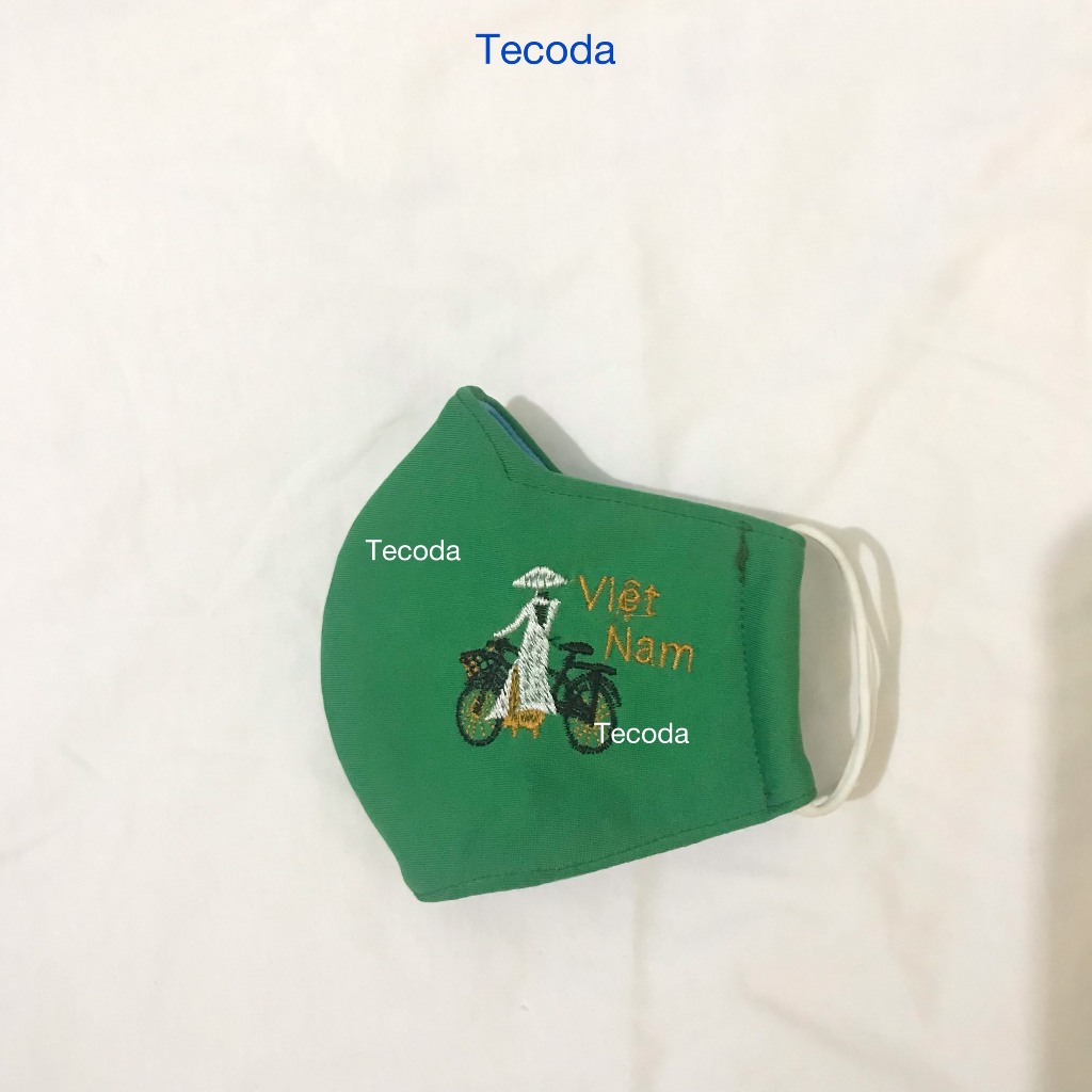 Khẩu trang vải chống nắng 3 lớp cotton thoáng khí và chống tia uv thêu hình cô gái