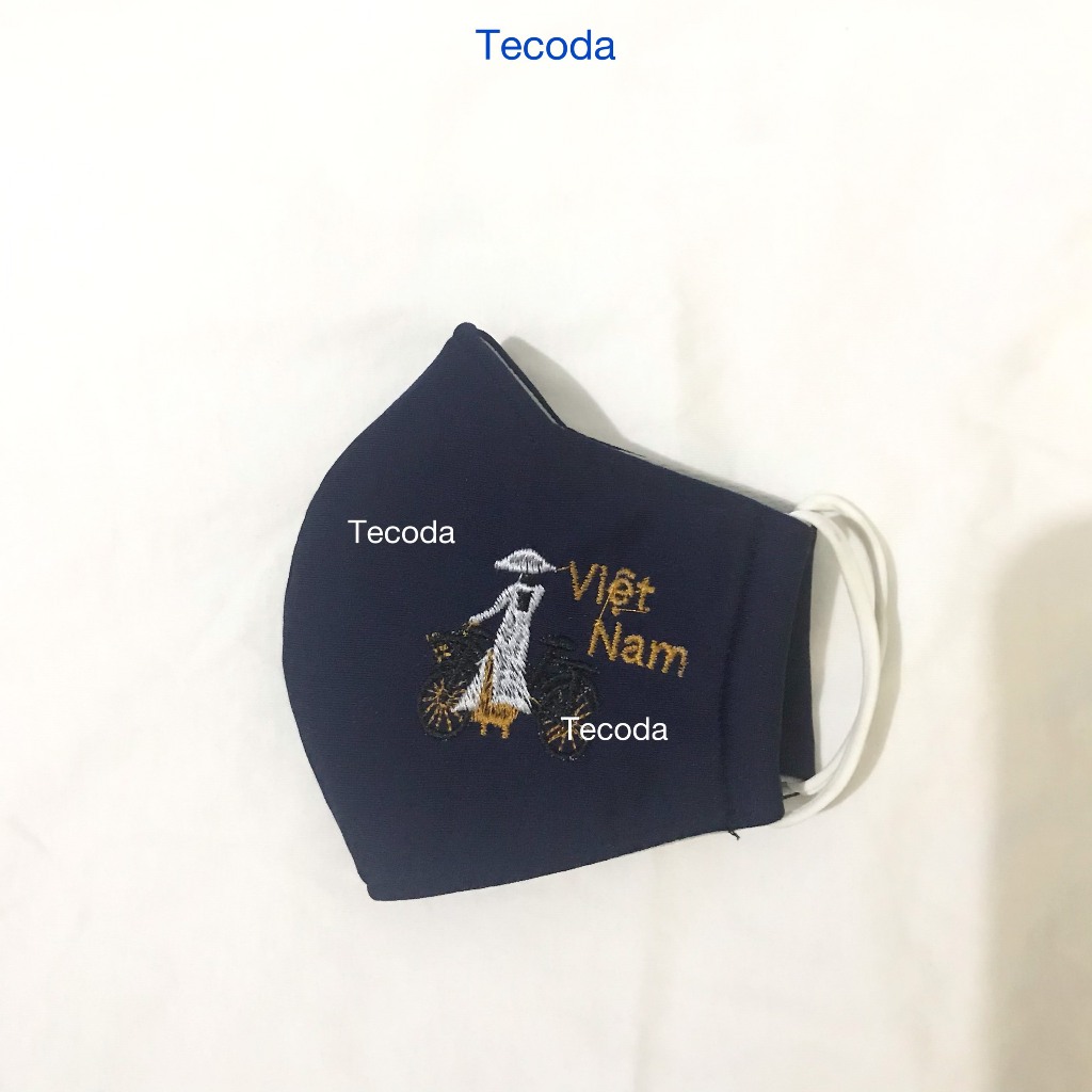 Khẩu trang vải chống nắng 3 lớp cotton thoáng khí và chống tia uv thêu hình cô gái