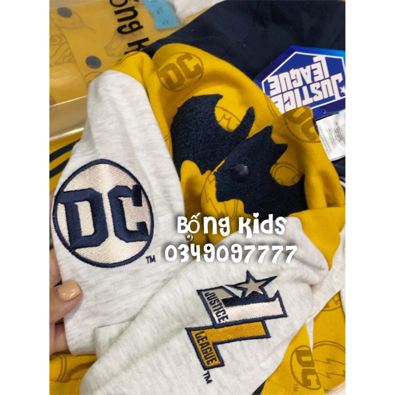 Áo Bomber Hoodie Nỉ Bé Trai B@tMan Vàng DC