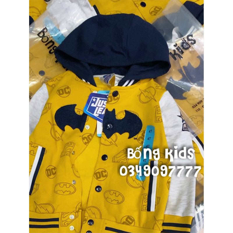 Áo Bomber Hoodie Nỉ Bé Trai B@tMan Vàng DC