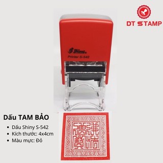 Dấu triện tam bảo liền mực 4x4cm. dấu đóng sớ