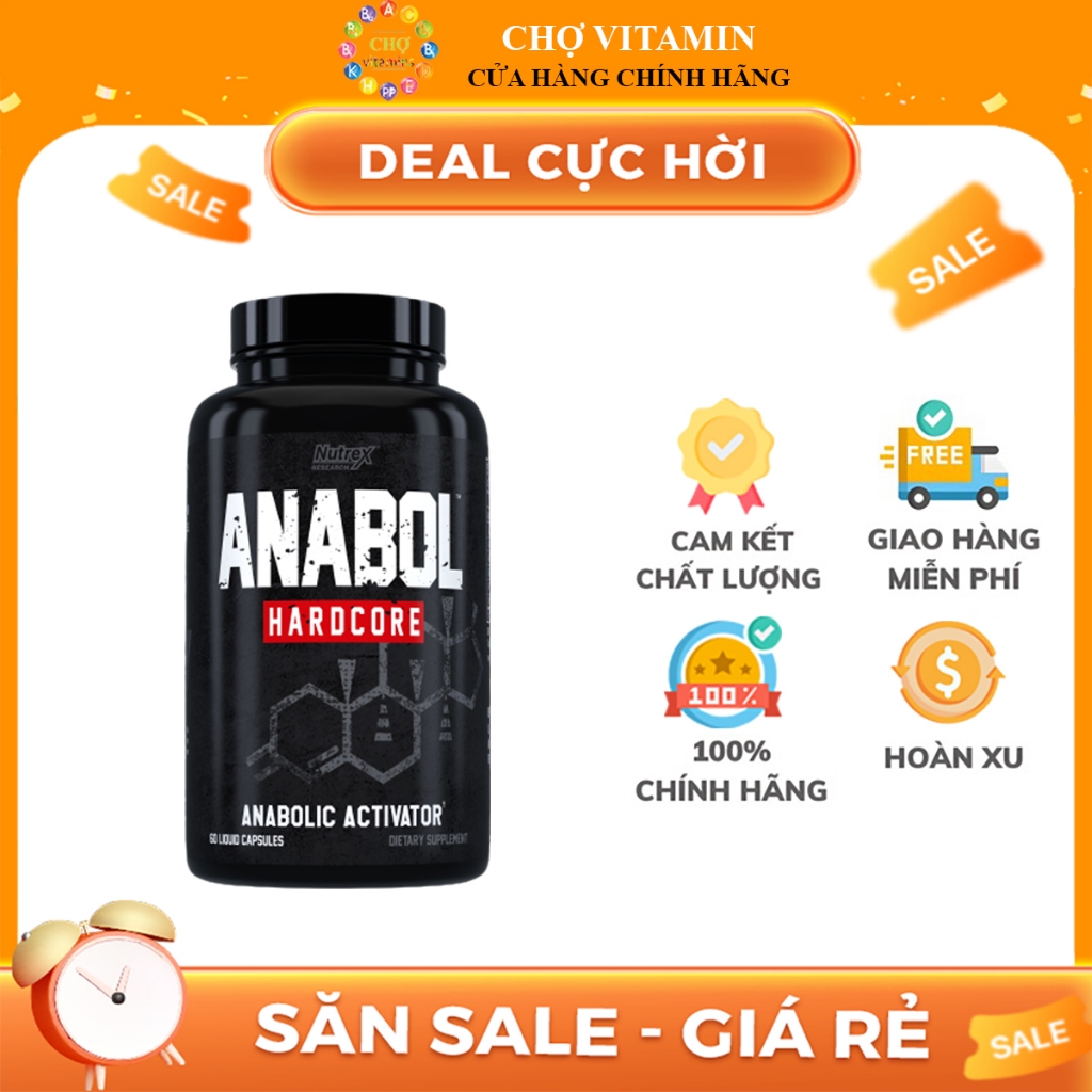 Thực Phẩm Bổ Sung Tăng Cơ, Tăng Sức Mạnh, Cải Thiện Hiệu Quả Tập Luyện - Nutrex Anabol Hardcore - Chính Hãng Mỹ (60viên)