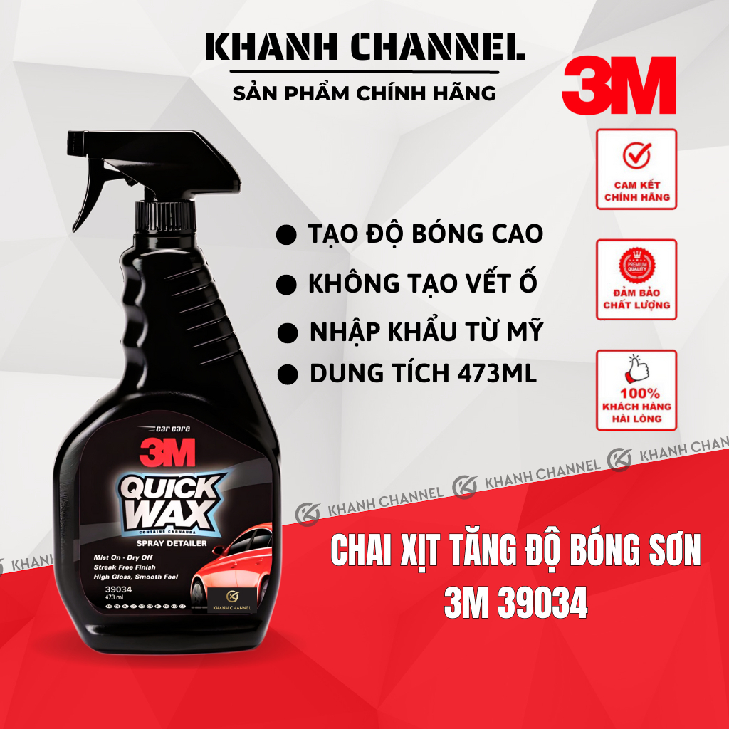 Dung dịch làm bóng sơn xe 3M 39034 làm sạch và tạo bóng nhanh cho bề mặt sơn