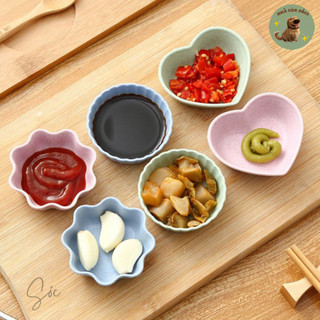 Chén đựng gia vị, nước chấm hình trái tim làm từ lúa mạch tone pastel - nhà của sócc
