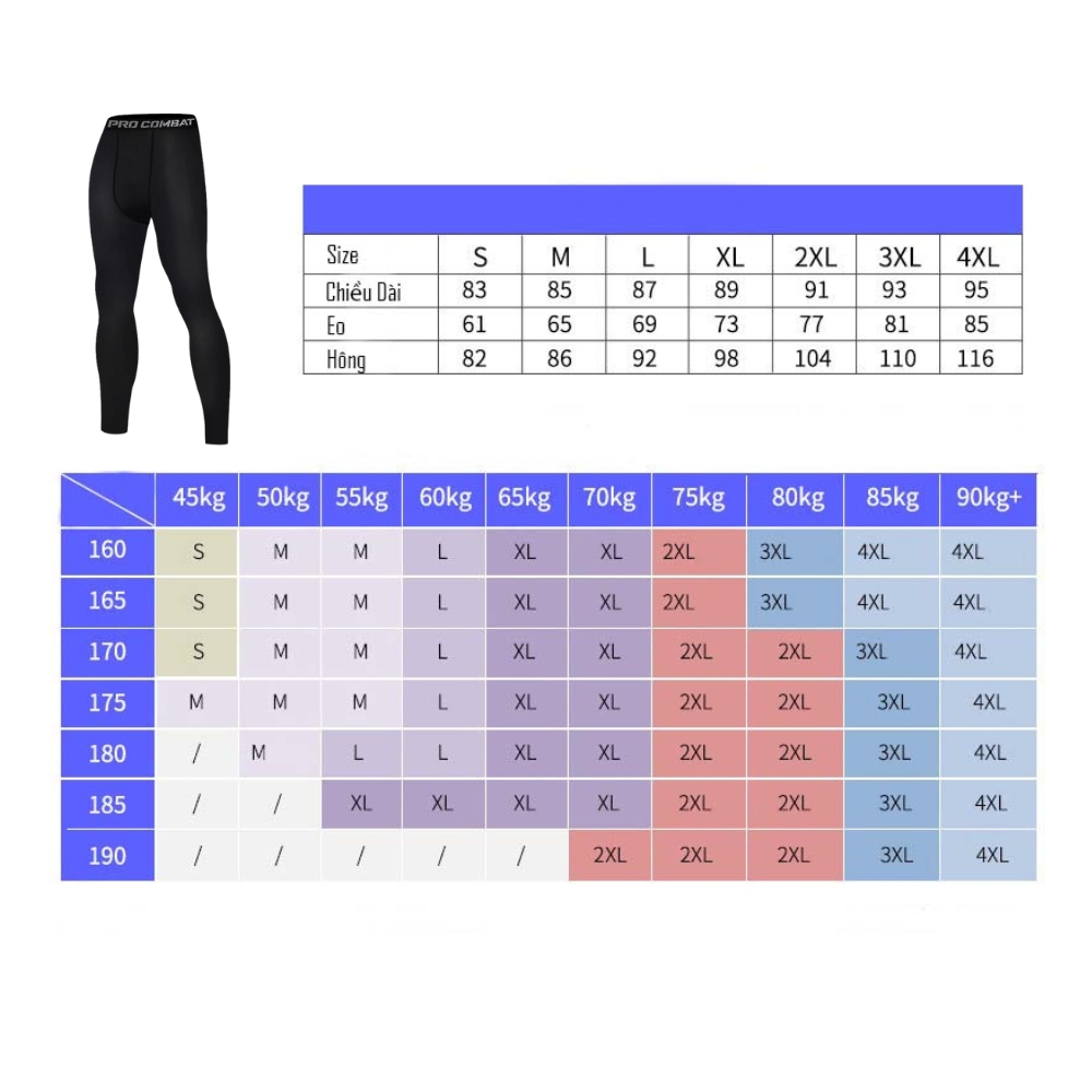 Quần giữ nhiệt nam đá bóng tập gym Pro Combat co dãn 4 chiều SP004