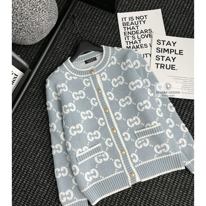 Cardigan len gu chì hoạ tiết QC