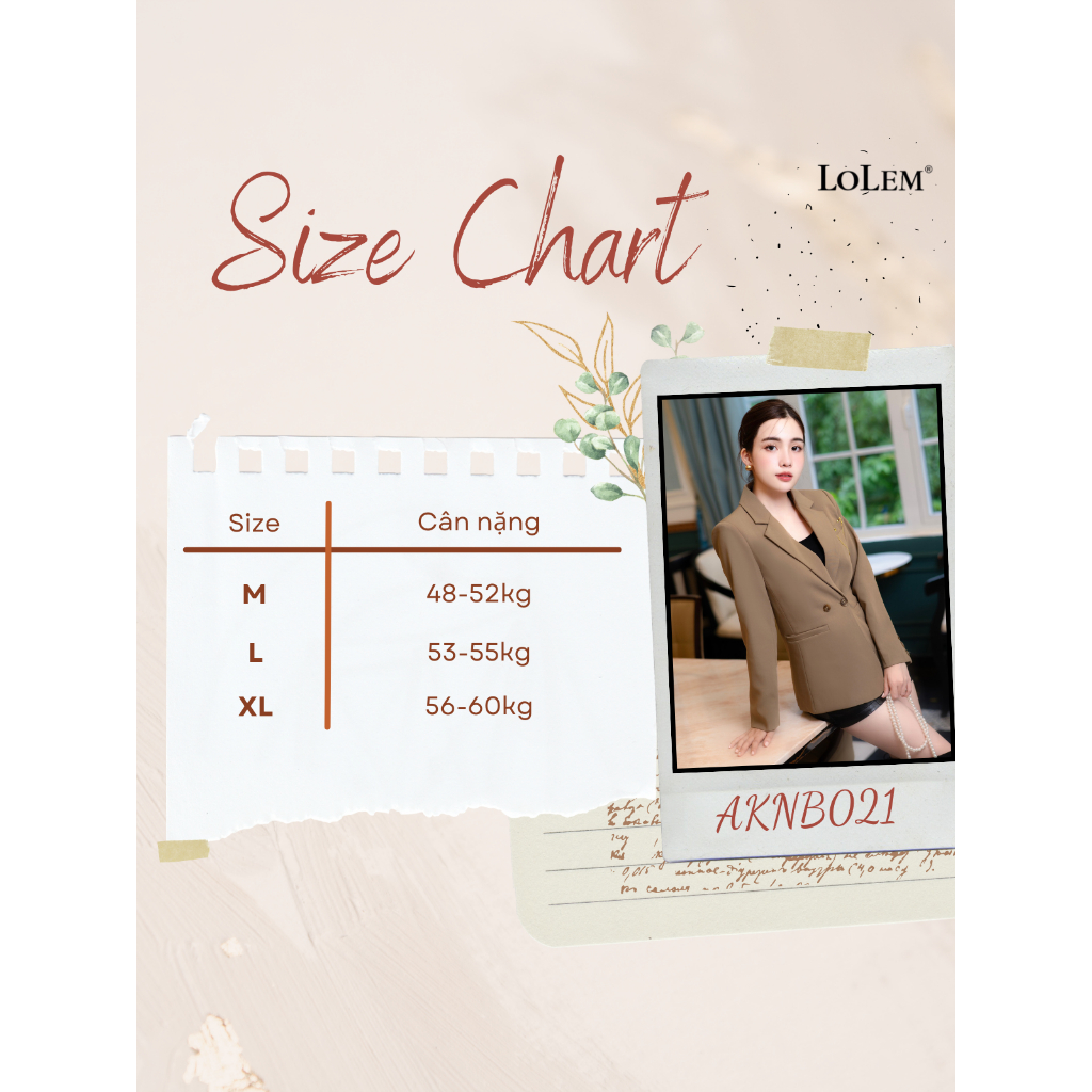 Áo blazer nữ dáng ngắn LOLEM AKNB021 2 cúc đính xích B chất kaki bền đẹp