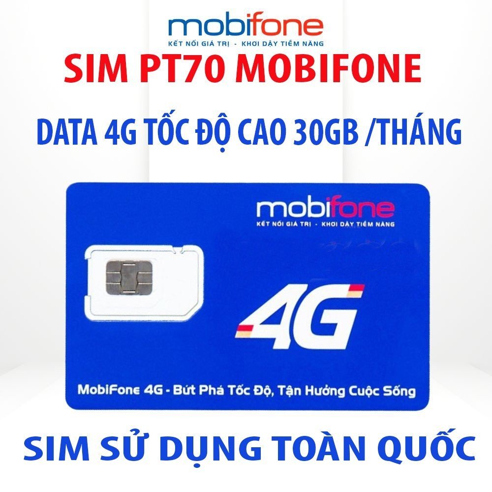 Bảo Hành 12 Tháng Sim 4G Mobifone PT70 xài thaga chỉ từ 70k/tháng 1GB Data 1 Ngày Sim Dùng Toàn Quốc