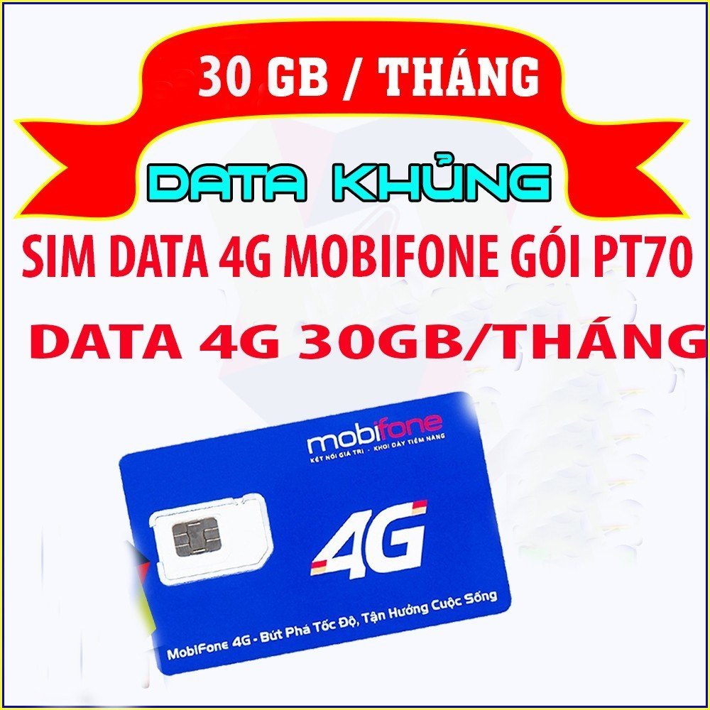 Bảo Hành 12 Tháng Sim 4G Mobifone PT70 xài thaga chỉ từ 70k/tháng 1GB Data 1 Ngày Sim Dùng Toàn Quốc