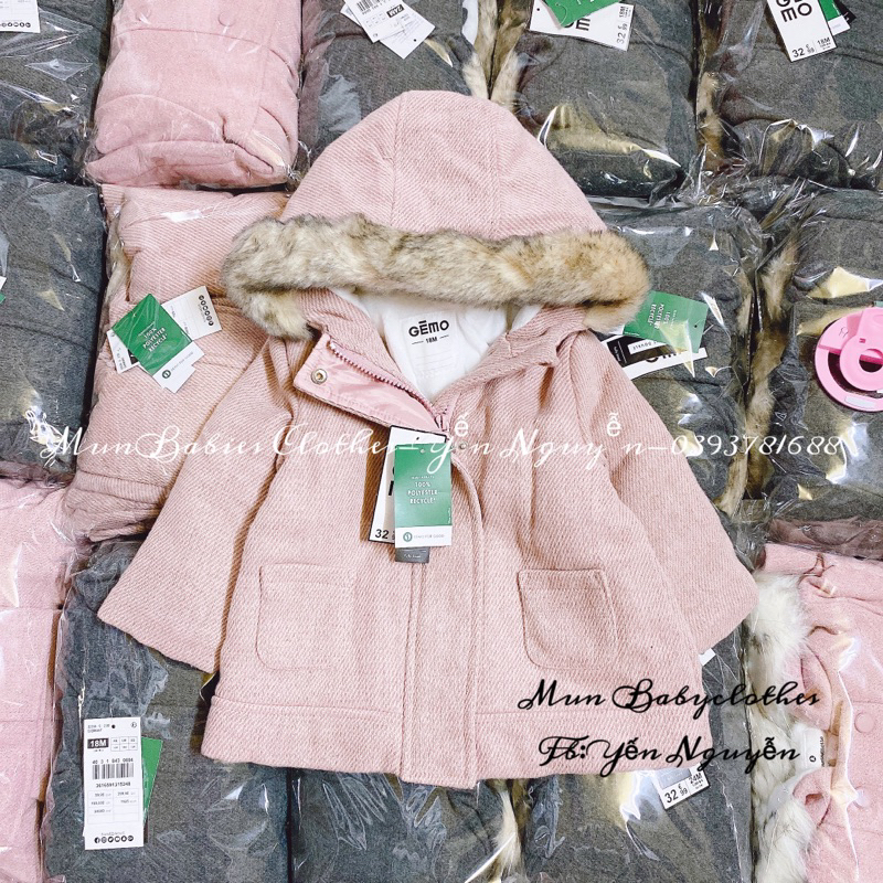Áo khoác dạ cho bé gái GEMO xuất Âu xịn